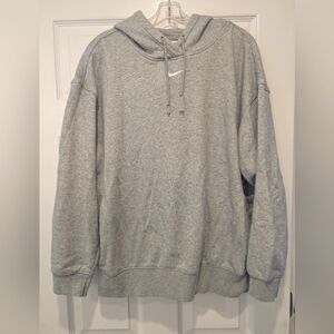 Nike Women's Gray center swoosh hoodie Sweatshirt Pullover Fleece Size M Cozy